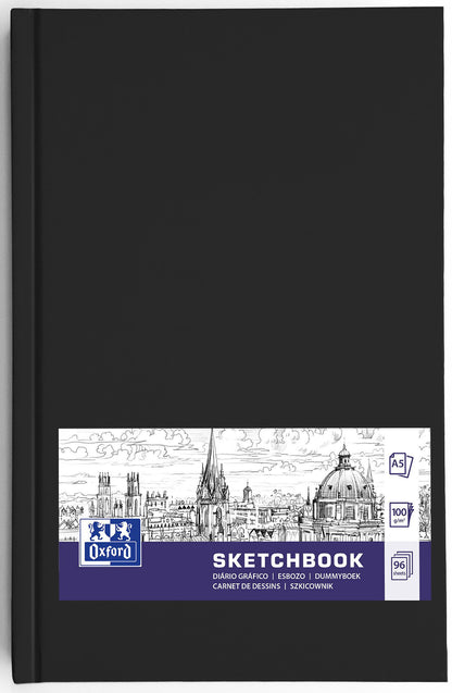 OXFORD Skizzenbuch A5 400152622 schwarz, blanco, 100g 96 Blatt