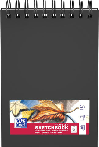 OXFORD Skizzenbuch A5 400152645 schwarz, blanco, 225g 40 Blatt