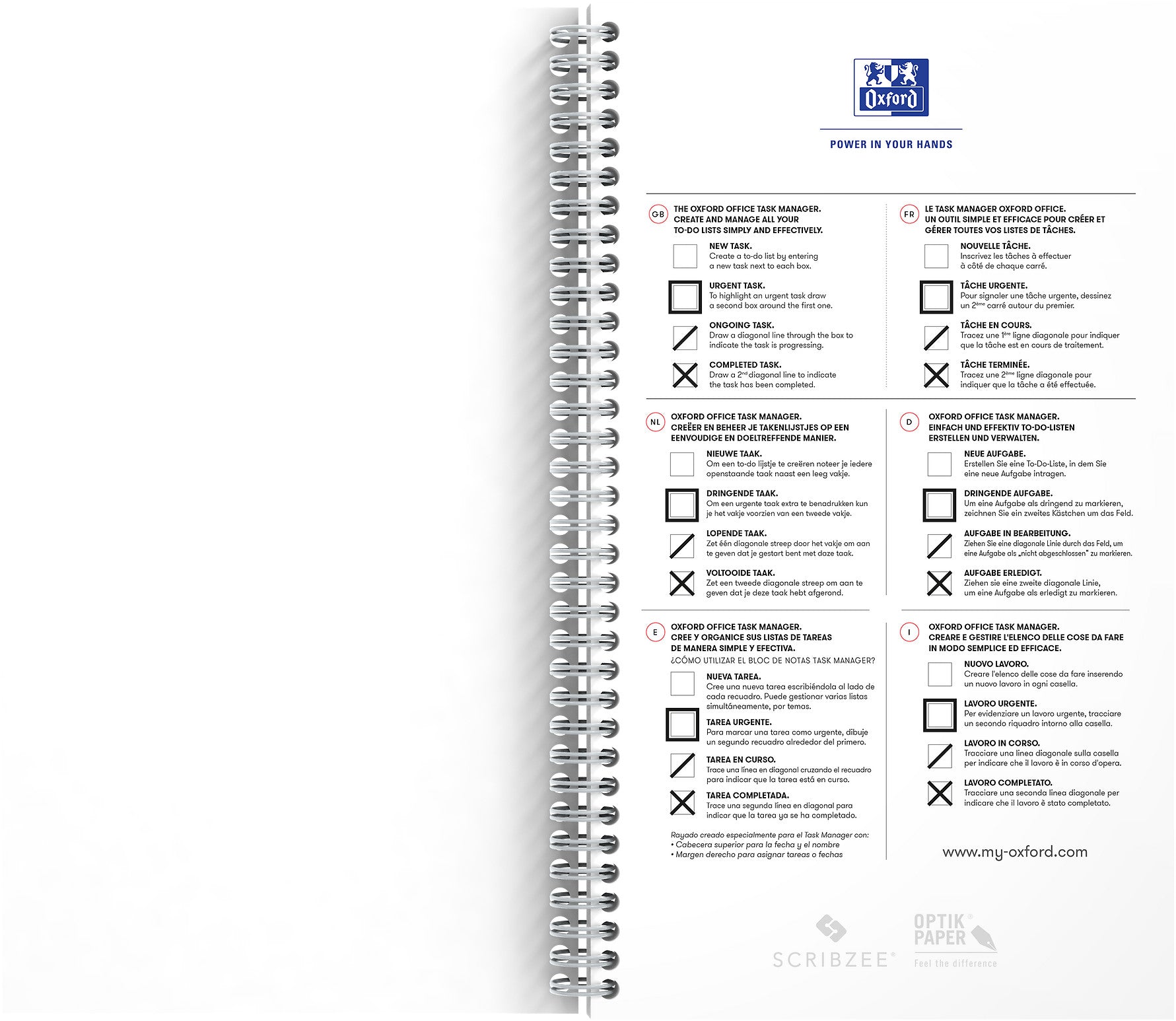 OXFORD Task Manager 141x246mm 400184966 liniert, aqua 115 Blatt