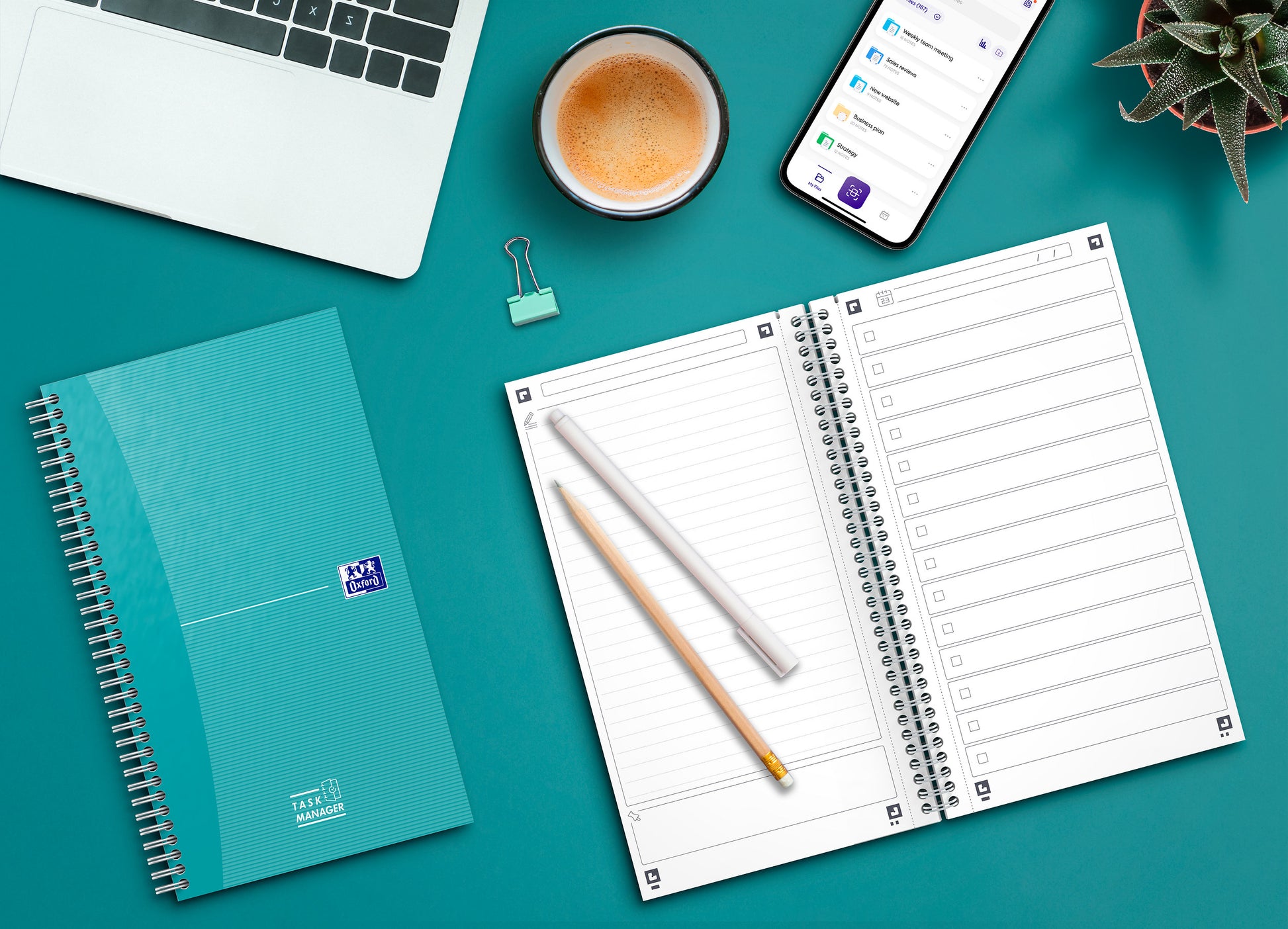 OXFORD Task Manager 141x246mm 400184966 liniert, aqua 115 Blatt