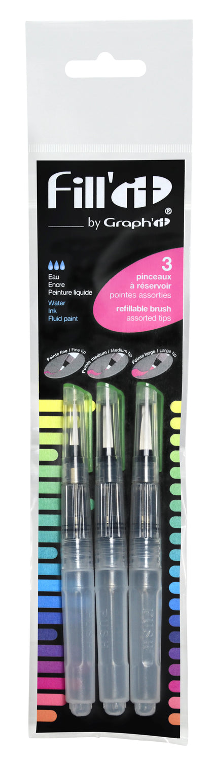 FILL’IT PINCEAUX A RESERVOIR RECHARGEABLE SET DE 3 POINTES A