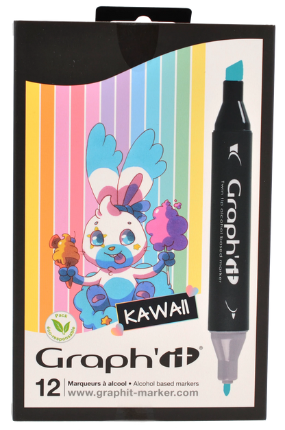 GRAPH'IT SET 12 MARQUEURS KAWAII