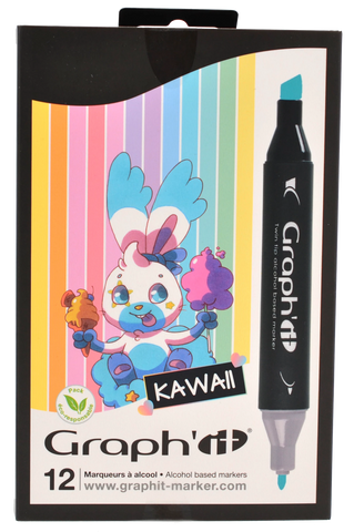 GRAPH'IT SET 12 MARQUEURS KAWAII