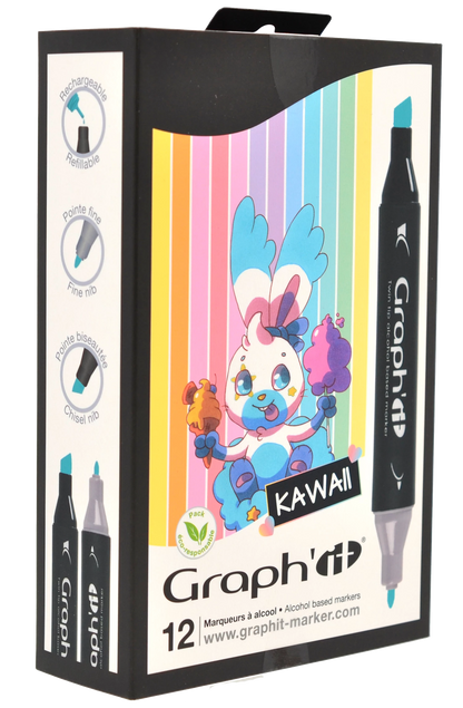 GRAPH'IT SET 12 MARQUEURS KAWAII