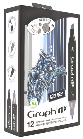 GRAPH'IT SET 12 MARQUEURS COOL GREYS