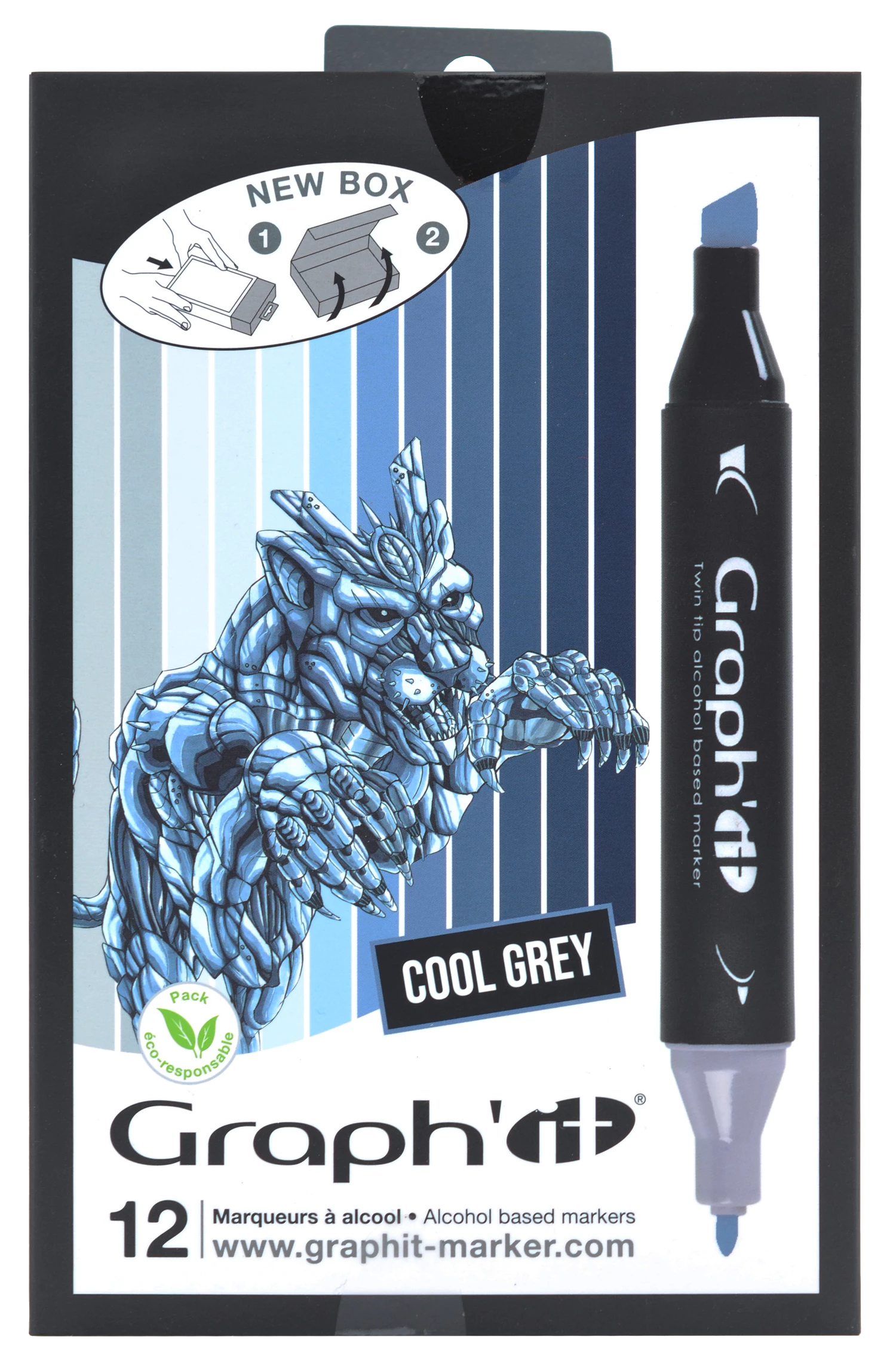 GRAPH'IT SET 12 MARQUEURS COOL GREYS