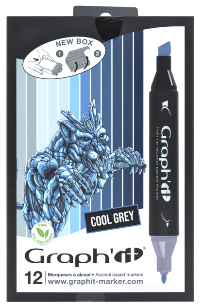 GRAPH'IT SET 12 MARQUEURS COOL GREYS