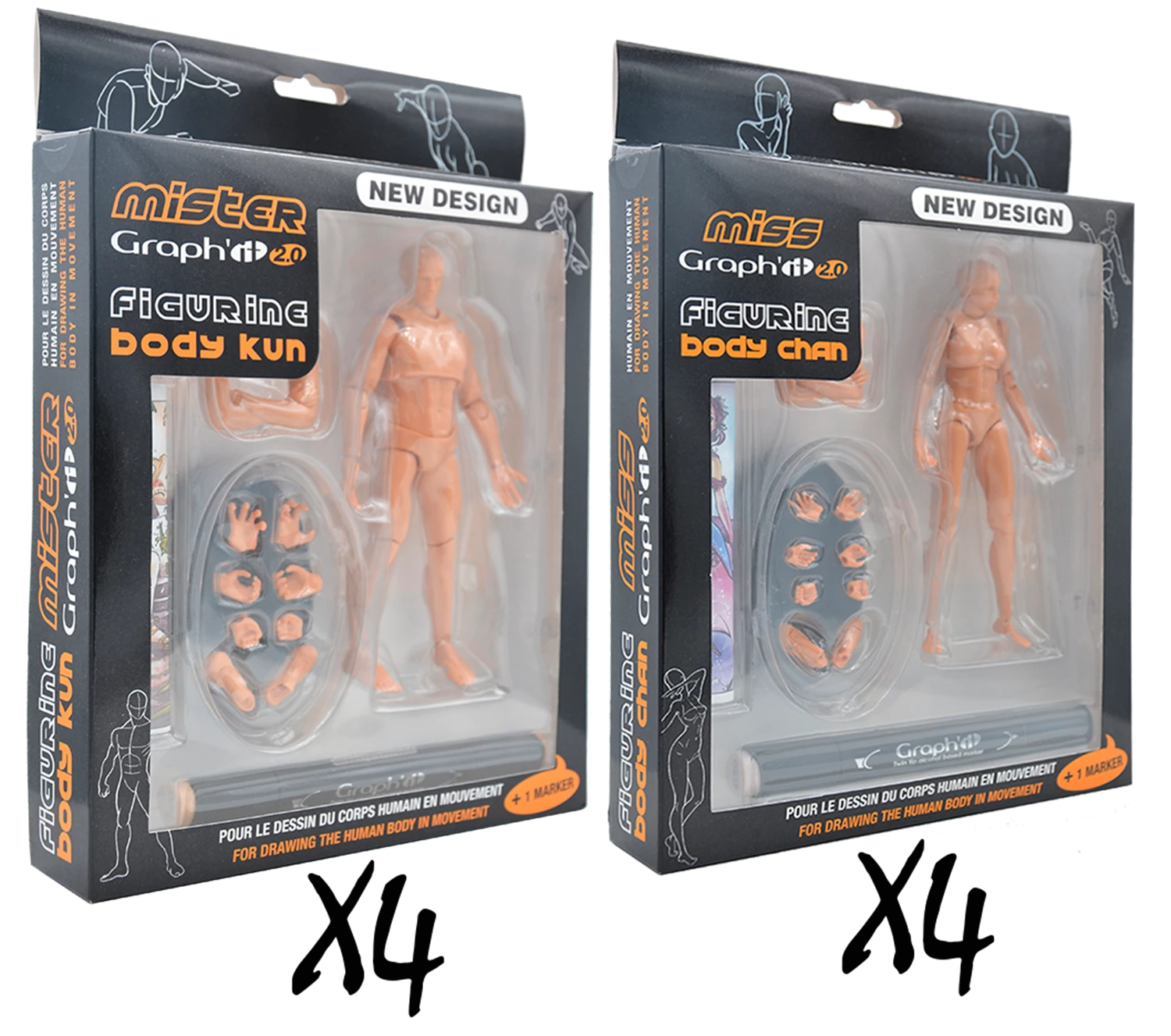3 MISS GRAPHIT 2.0 + 3 MISTER GRAPH'IT 2.0 FIG ART POUR DESS