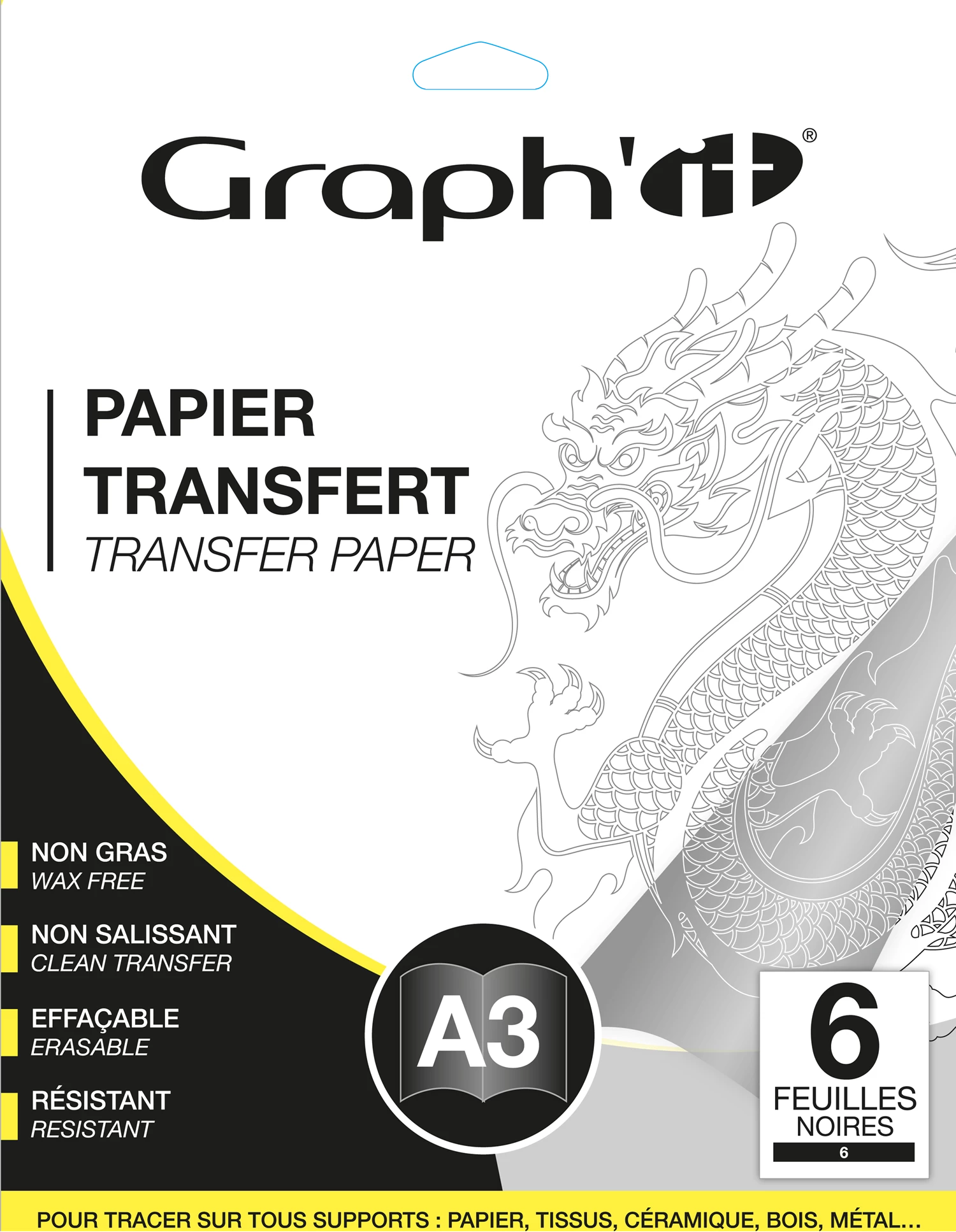 GRAPH'IT PAPIER TRANSFERT 6 FEUILLES A3 NOIR