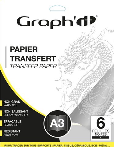 GRAPH'IT PAPIER TRANSFERT 6 FEUILLES A3 NOIR
