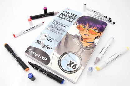 GRAPH'IT BLOC MANGA A4 300G 25 FEUILLES + 6 CALQUES