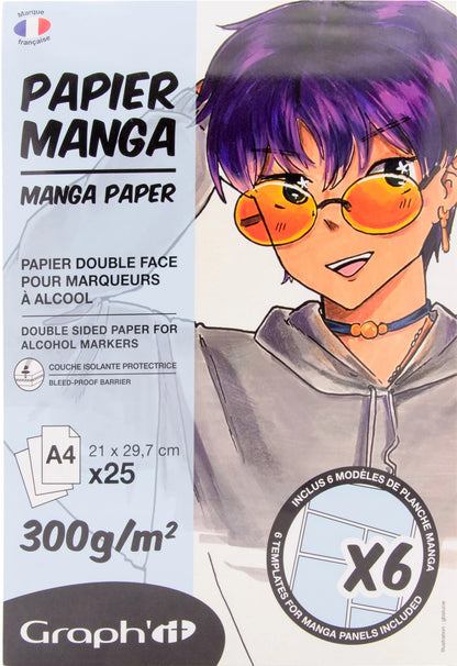GRAPH'IT BLOC MANGA A4 300G 25 FEUILLES + 6 CALQUES