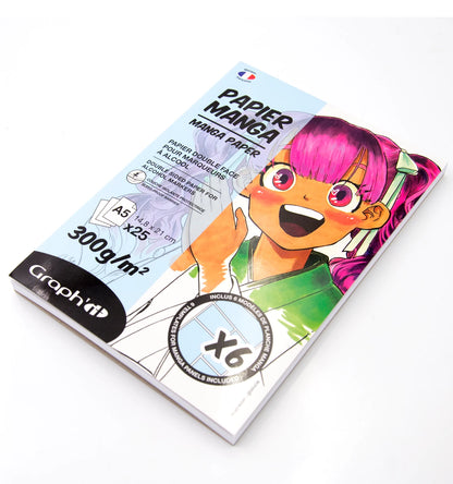 GRAPH'IT BLOC MANGA A5 300G 25 FEUILLES + 6 CALQUES