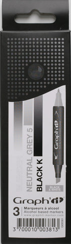 GRAPH'IT SET 3 MARQUEURS DEGRADE BLACK & WHITE