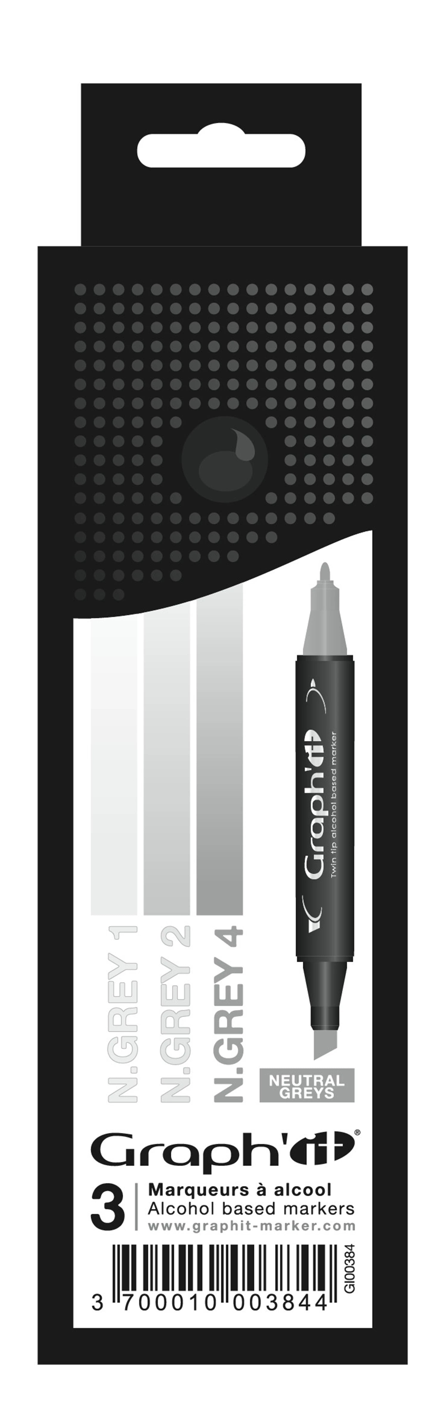 GRAPH'IT SET 3 MARQUEURS DEGRADE NEUTRAL GREYS