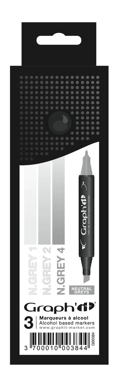 GRAPH'IT SET 3 MARQUEURS DEGRADE NEUTRAL GREYS