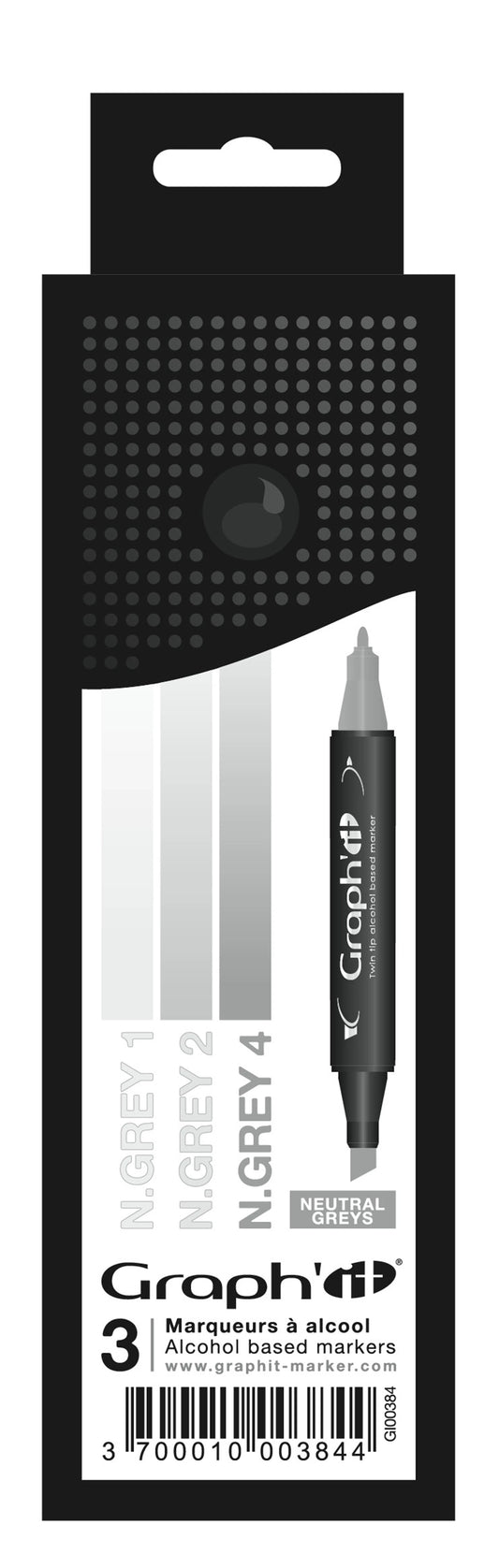 GRAPH'IT SET 3 MARQUEURS DEGRADE NEUTRAL GREYS