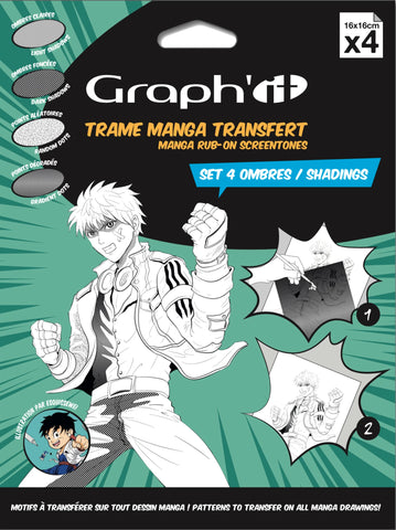 GRAPH'IT TRAME TRANSFER MANGA SET DE 4 OMBRES 16 X16CM