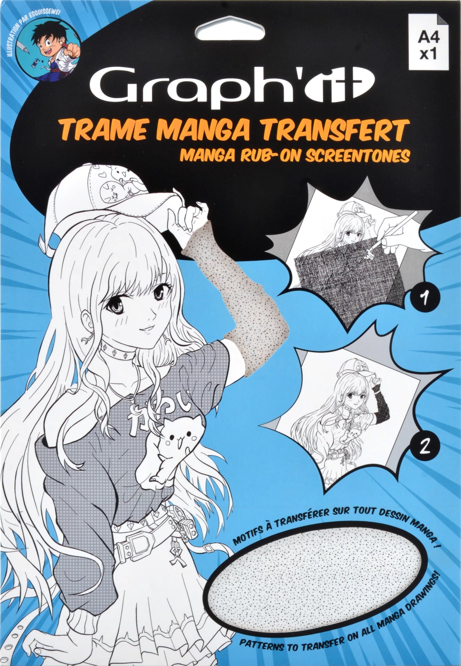 GRAPH'IT TRAME TRANSFER MANGA POINTS ALEATOIRES A4