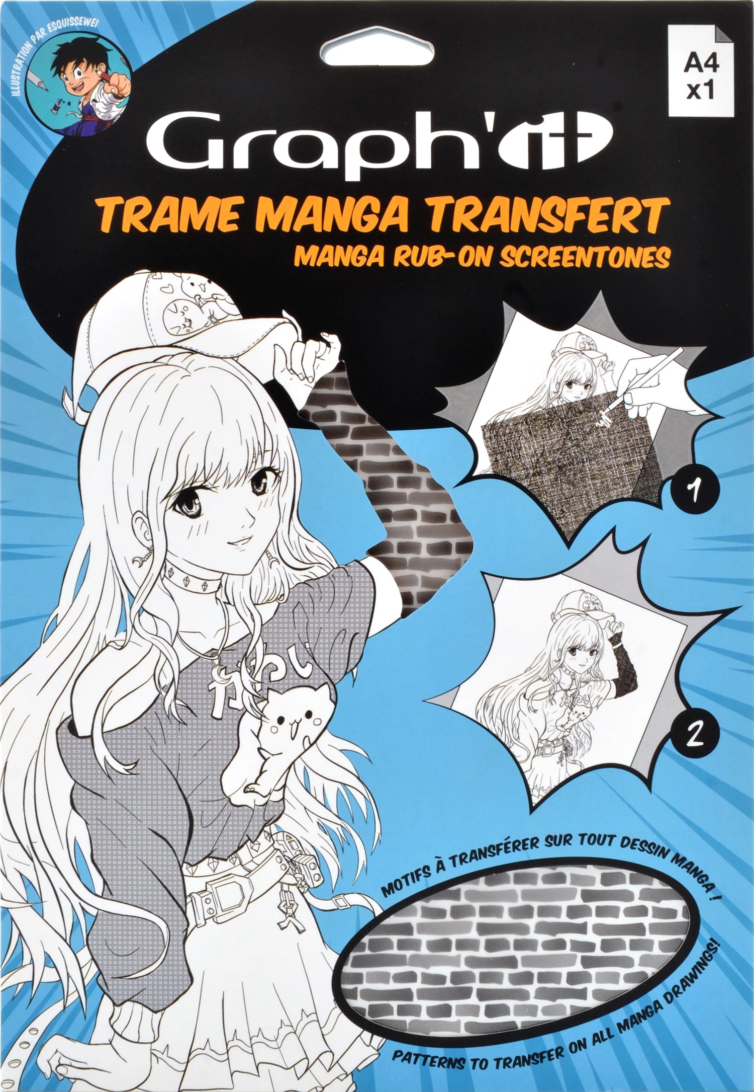 GRAPH'IT TRAME TRANSFER MANGA BRIQUE A4