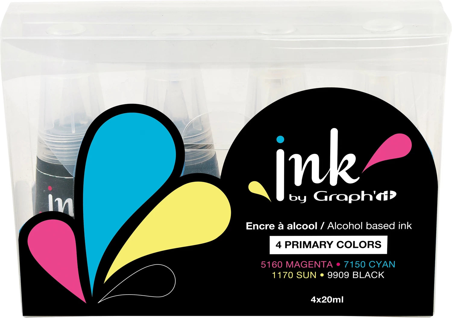INK BY GRAPH'IT SET DE 4 FLACONS RECHARGE 25ML PRIMARY COLOU