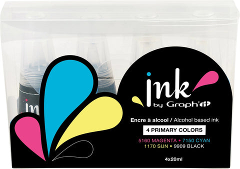 INK BY GRAPH'IT SET DE 4 FLACONS RECHARGE 25ML PRIMARY COLOU