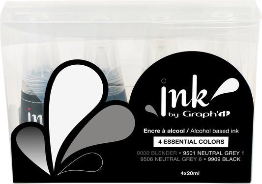 INK BY GRAPH'IT SET DE 4 FLACONS RECHARGE 25ML ESSENTIAL COL