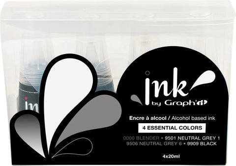 INK BY GRAPH'IT SET DE 4 FLACONS RECHARGE 25ML ESSENTIAL COL