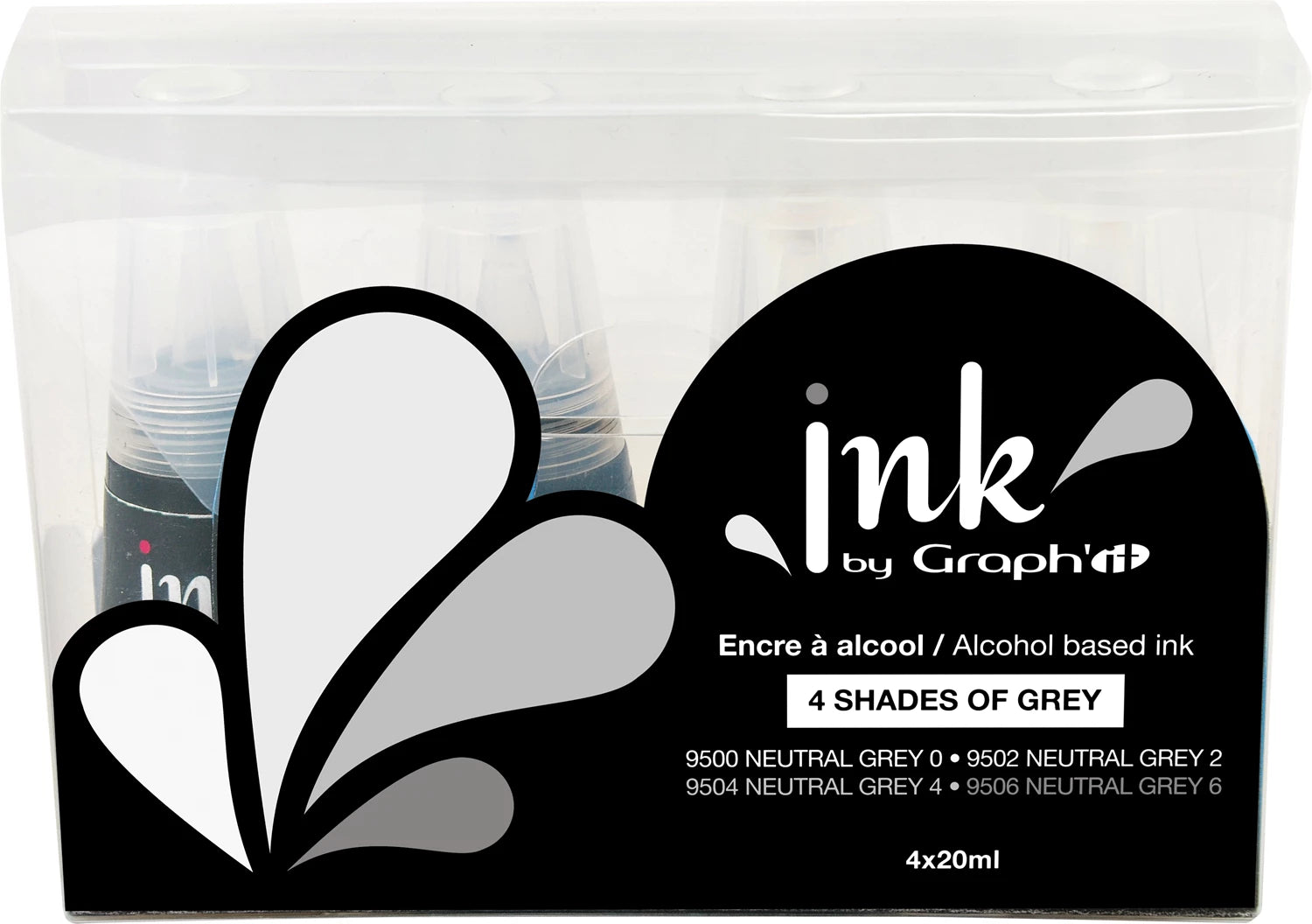 INK BY GRAPH'IT SET DE 4 FLACONS RECHARGE 25ML NEUTRAL GREY