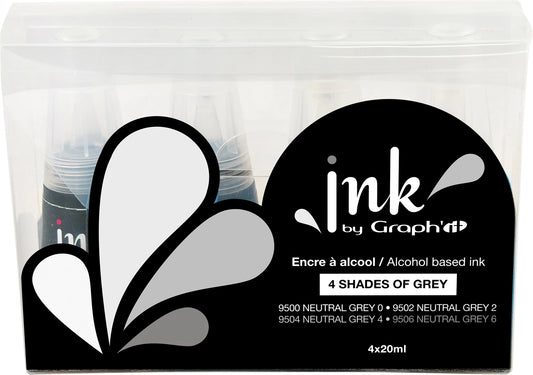 INK BY GRAPH'IT SET DE 4 FLACONS RECHARGE 25ML NEUTRAL GREY