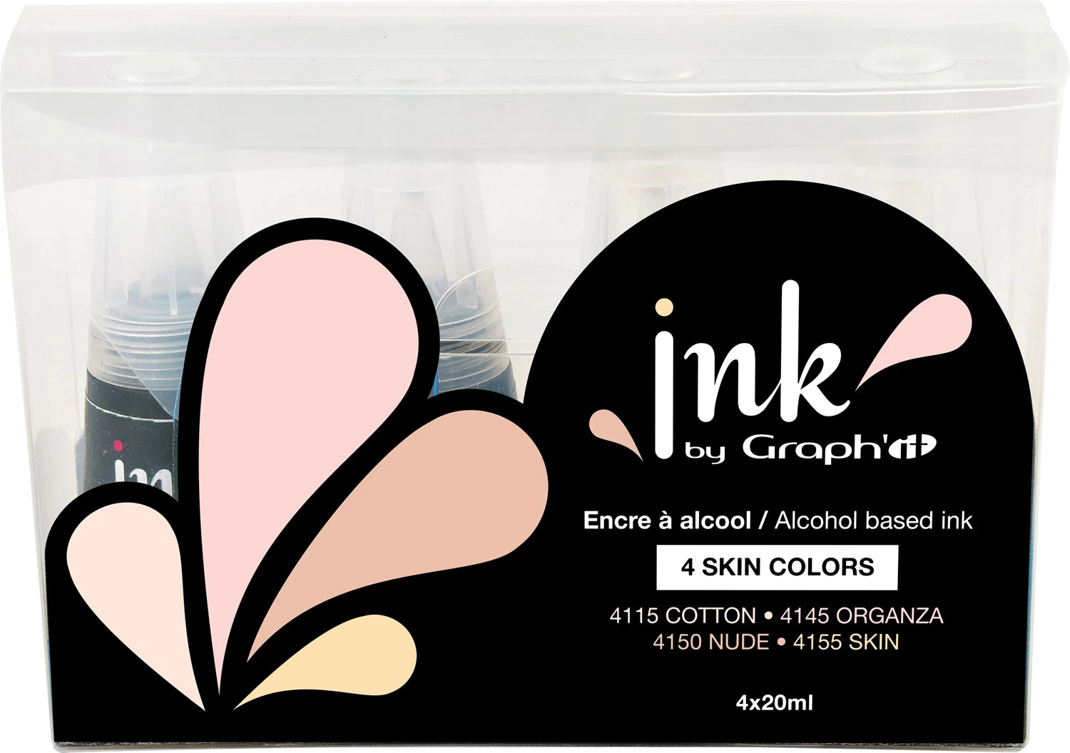INK BY GRAPH'IT SET DE 4 FLACONS RECHARGE 25ML SKIN COLOURS