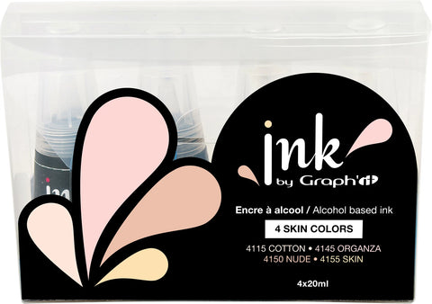 INK BY GRAPH'IT SET DE 4 FLACONS RECHARGE 25ML SKIN COLOURS