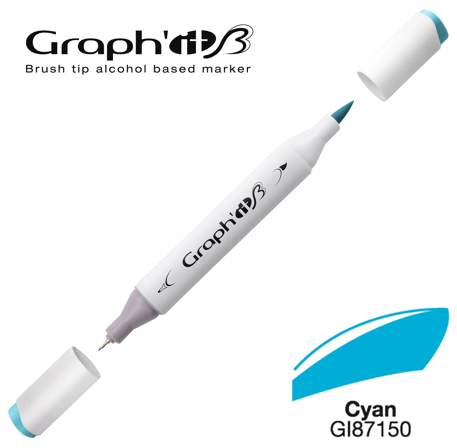 GRAPH'IT MARQUEUR BRUSH A ALCOOL 7150 CYAN