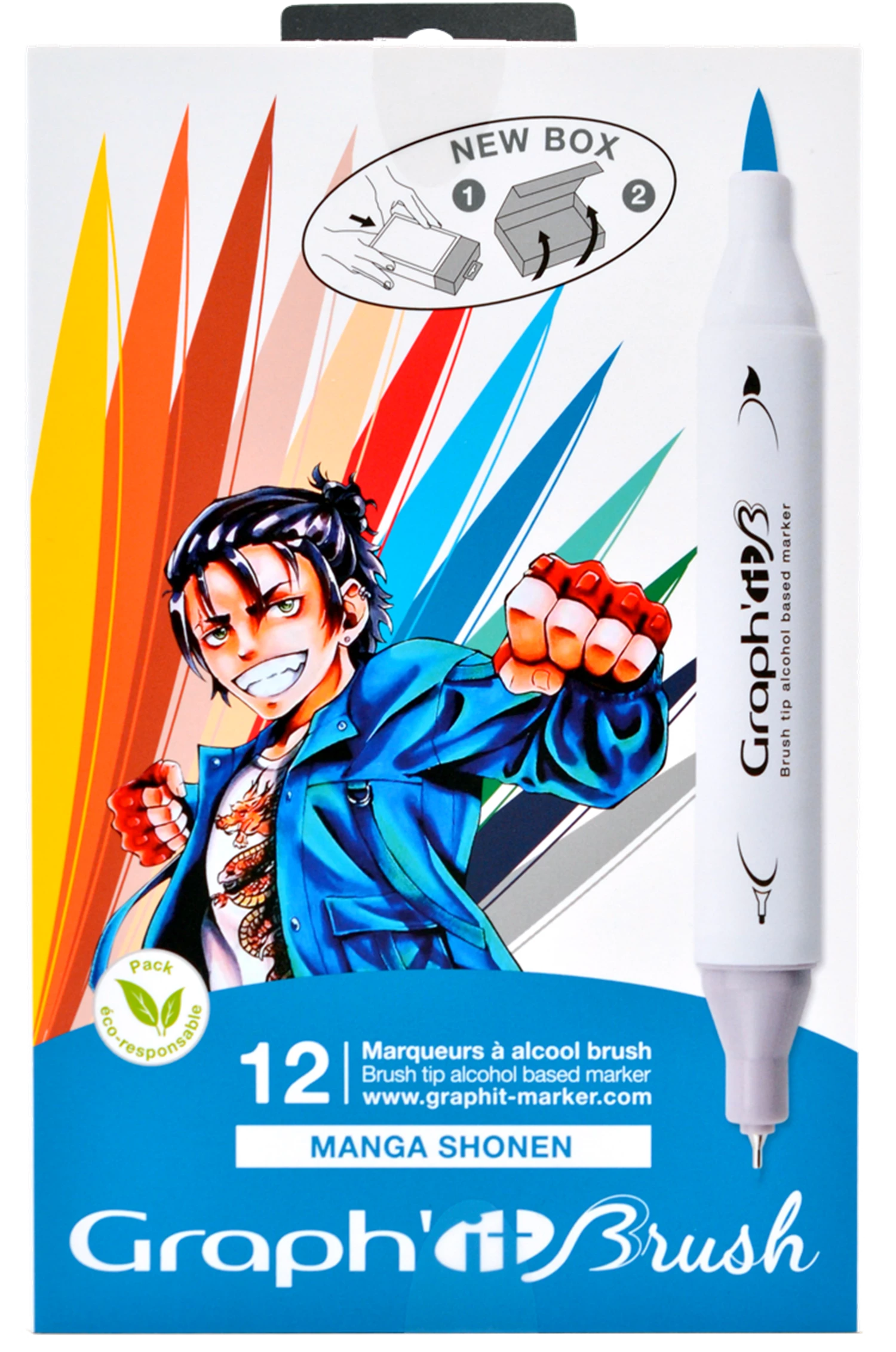 GRAPH'IT BRUSH & EXTRA FINE SET 12 MARQUEURS MANGA SHONEN