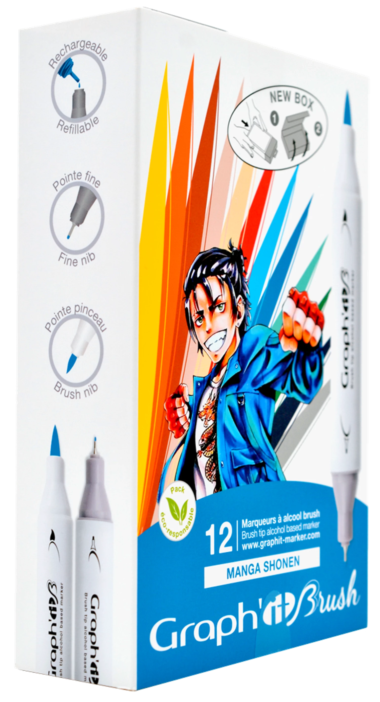 GRAPH'IT BRUSH & EXTRA FINE SET 12 MARQUEURS MANGA SHONEN