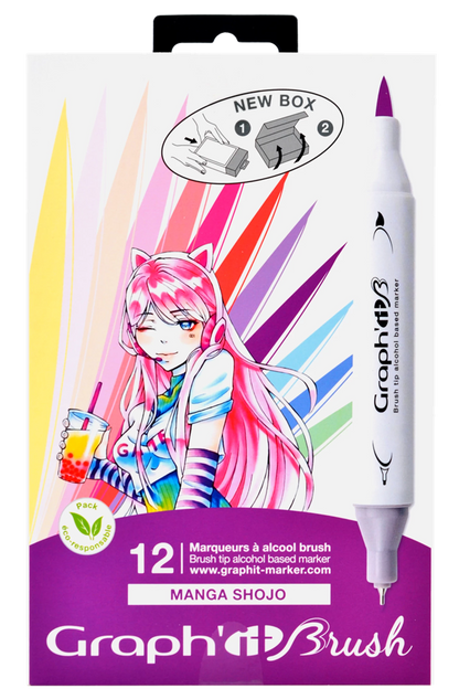 GRAPH'IT BRUSH & EXTRA FINE SET 12 MARQUEURS MANGA SHOJO