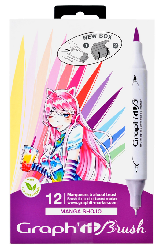 GRAPH'IT BRUSH & EXTRA FINE SET 12 MARQUEURS MANGA SHOJO