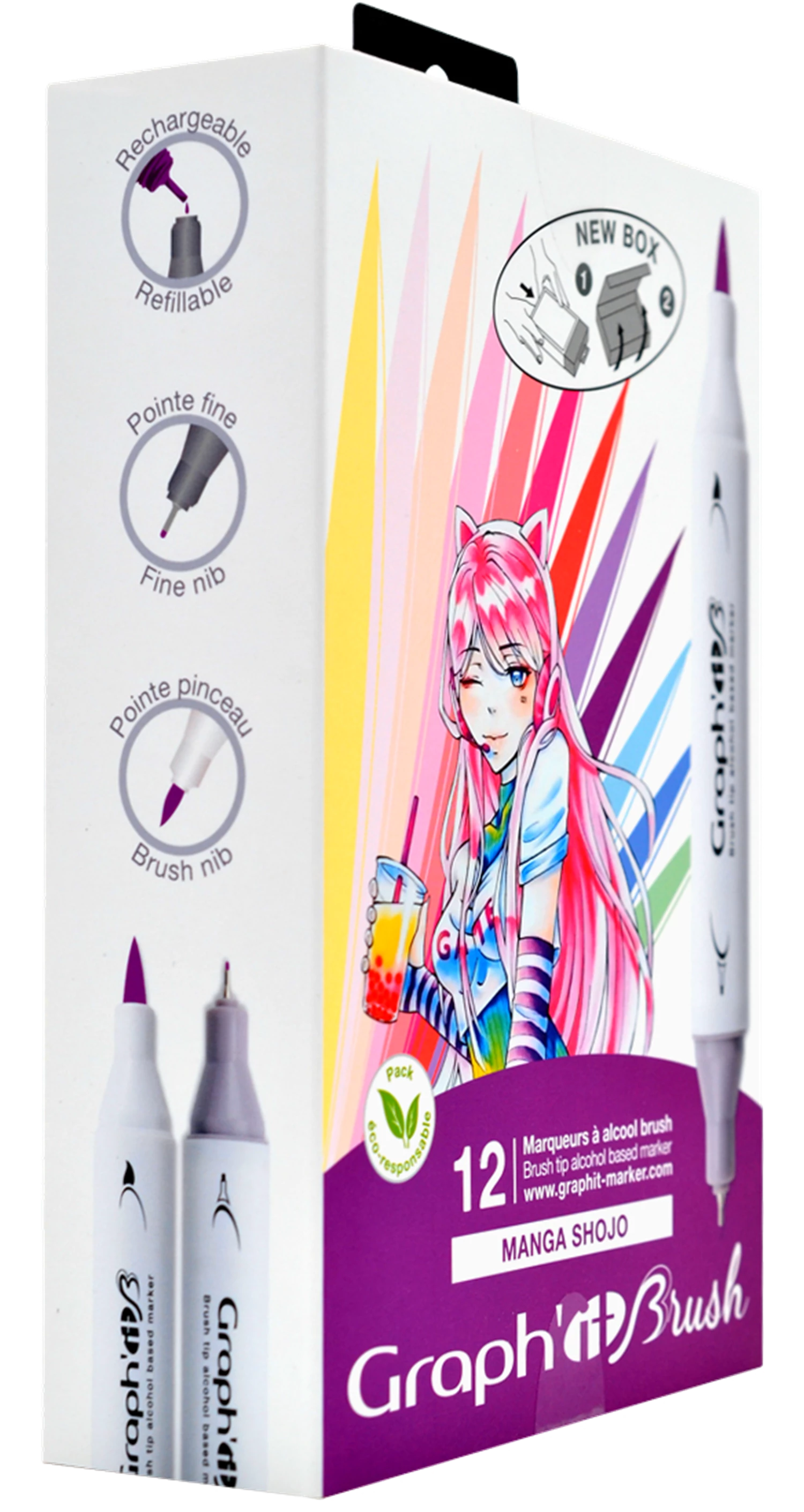 GRAPH'IT BRUSH & EXTRA FINE SET 12 MARQUEURS MANGA SHOJO