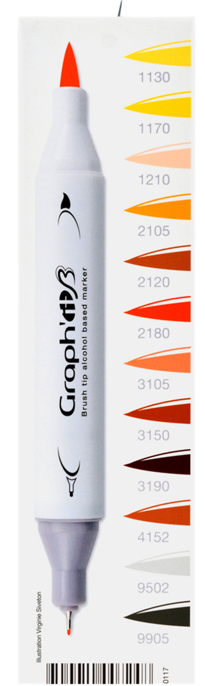 GRAPH'IT BRUSH & EXTRA FINE SET 12 MARQUEURS HAIRSTYLE