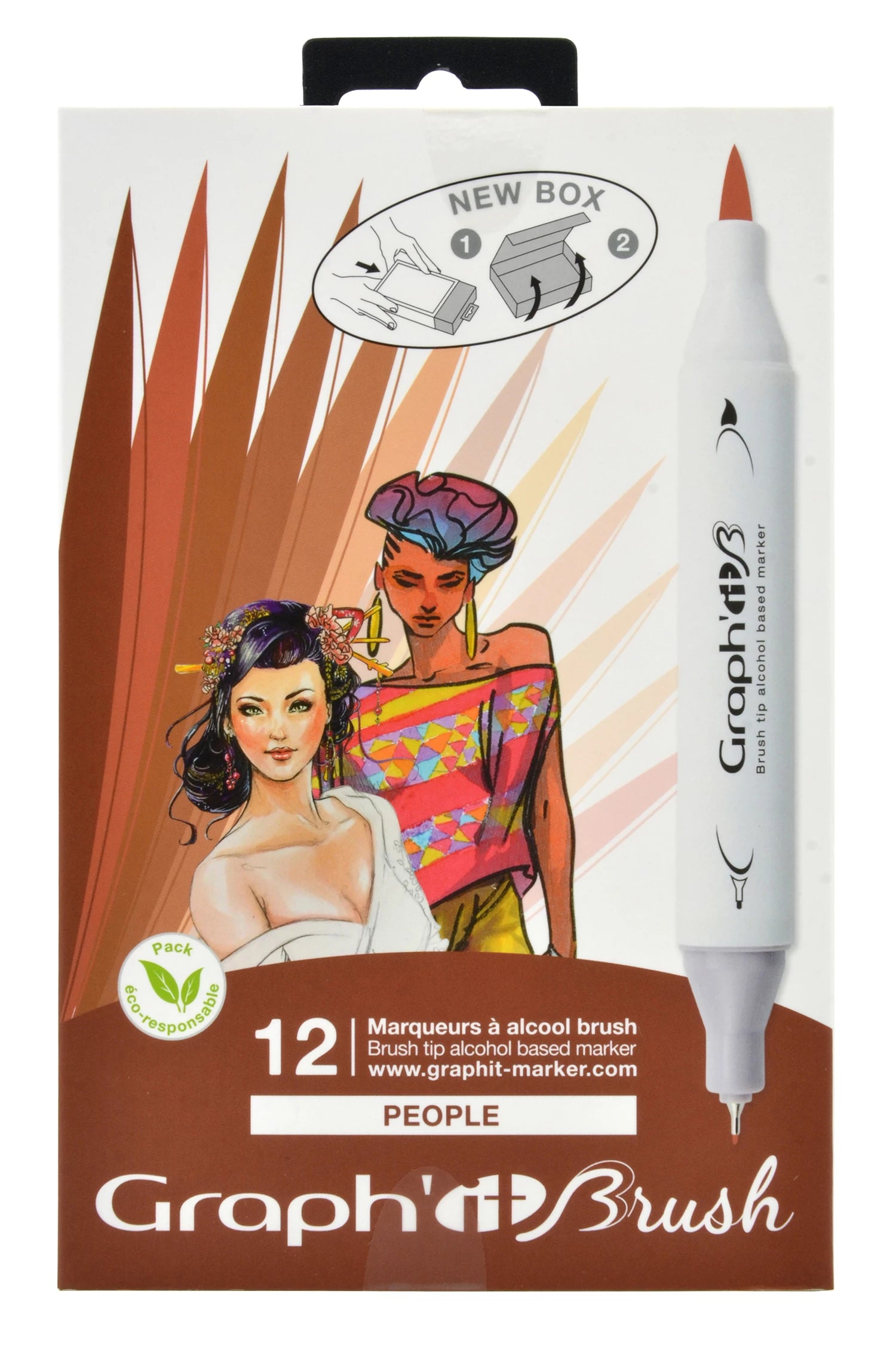 GRAPH'IT BRUSH & EXTRA FINE SET 12 MARQUEURS PEOPLE