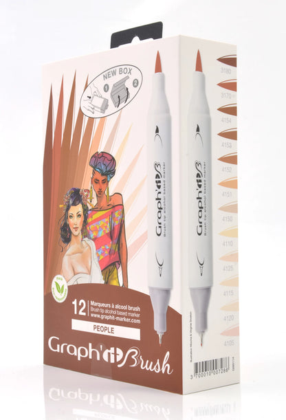 GRAPH'IT BRUSH & EXTRA FINE SET 12 MARQUEURS PEOPLE