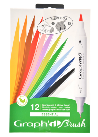 GRAPH'IT BRUSH & EXTRA FINE SET 12 MARQUEURS ESSENTIAL