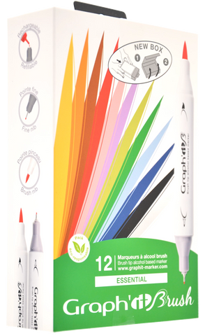 GRAPH'IT BRUSH & EXTRA FINE SET 12 MARQUEURS ESSENTIAL