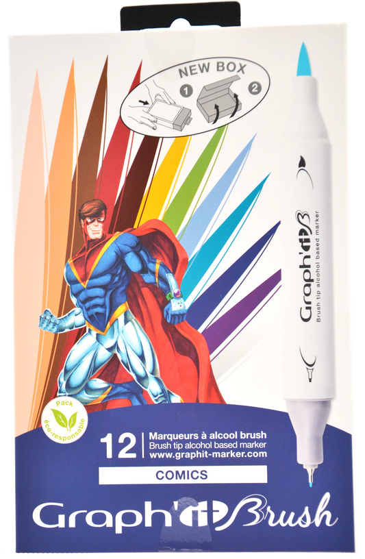 GRAPH'IT BRUSH & EXTRA FINE SET 12 MARQUEURS COMICS