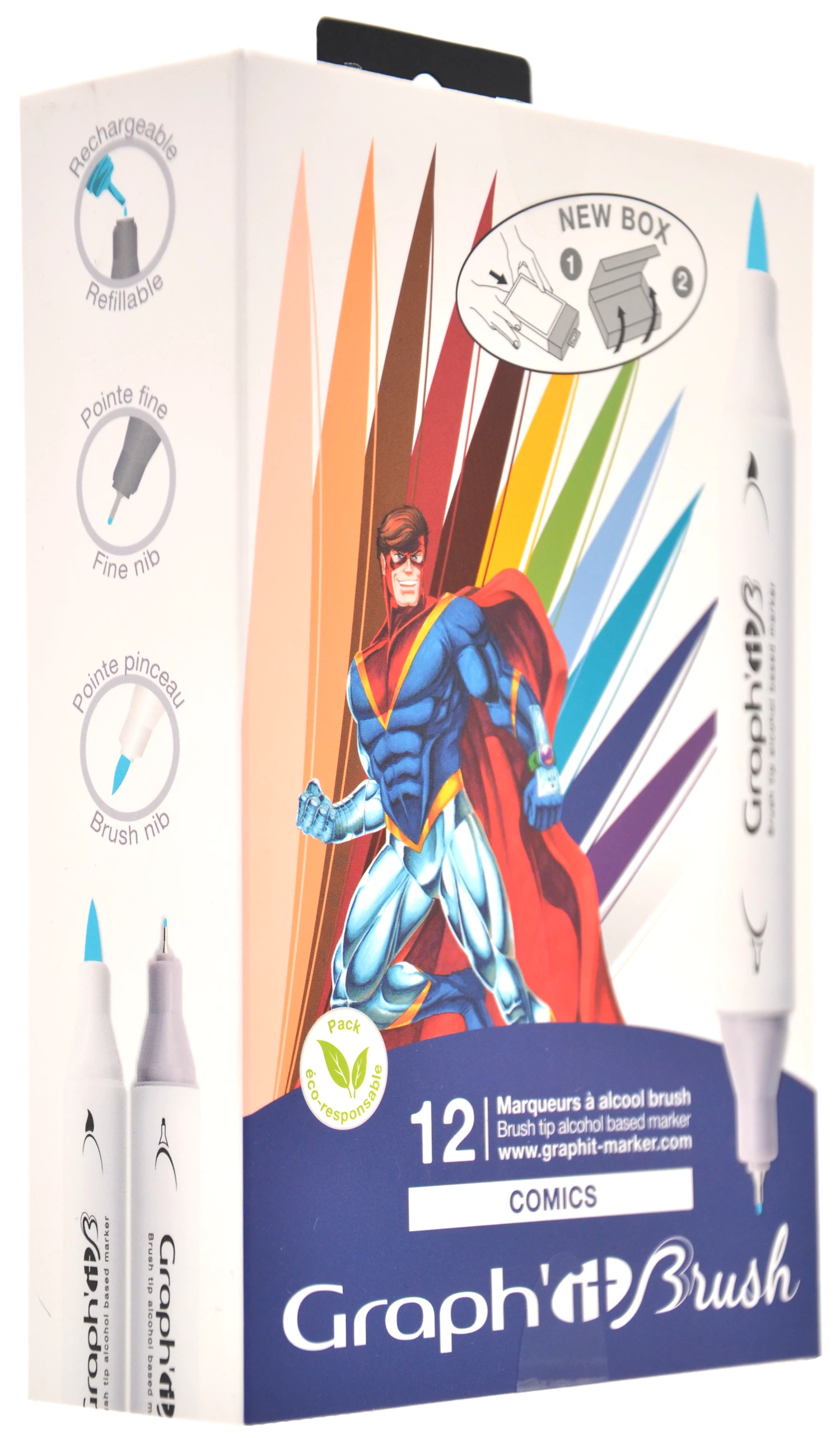 GRAPH'IT BRUSH & EXTRA FINE SET 12 MARQUEURS COMICS
