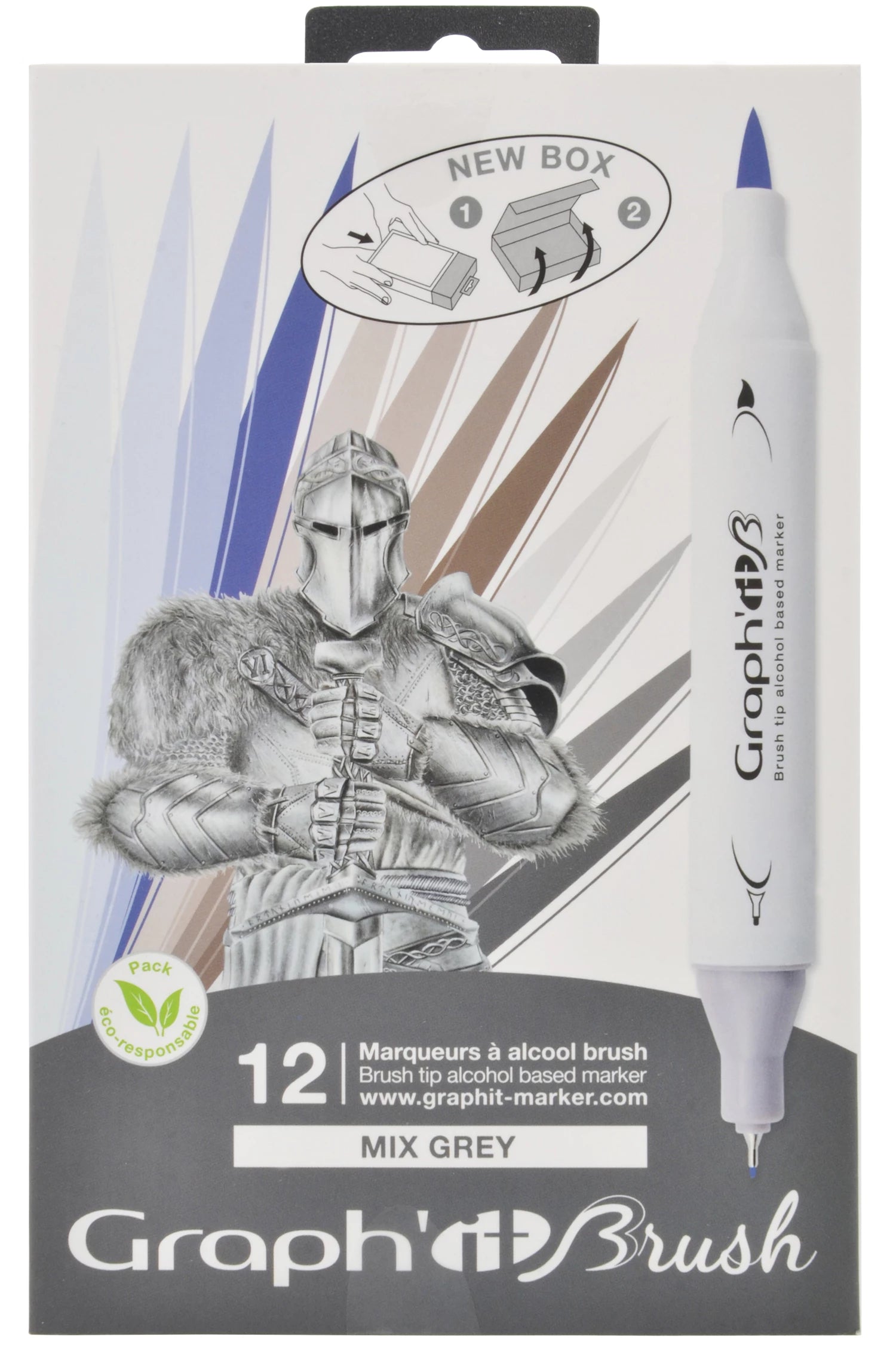 GRAPH'IT BRUSH & EXTRA FINE SET 12 MARQUEURS MIX GREYS
