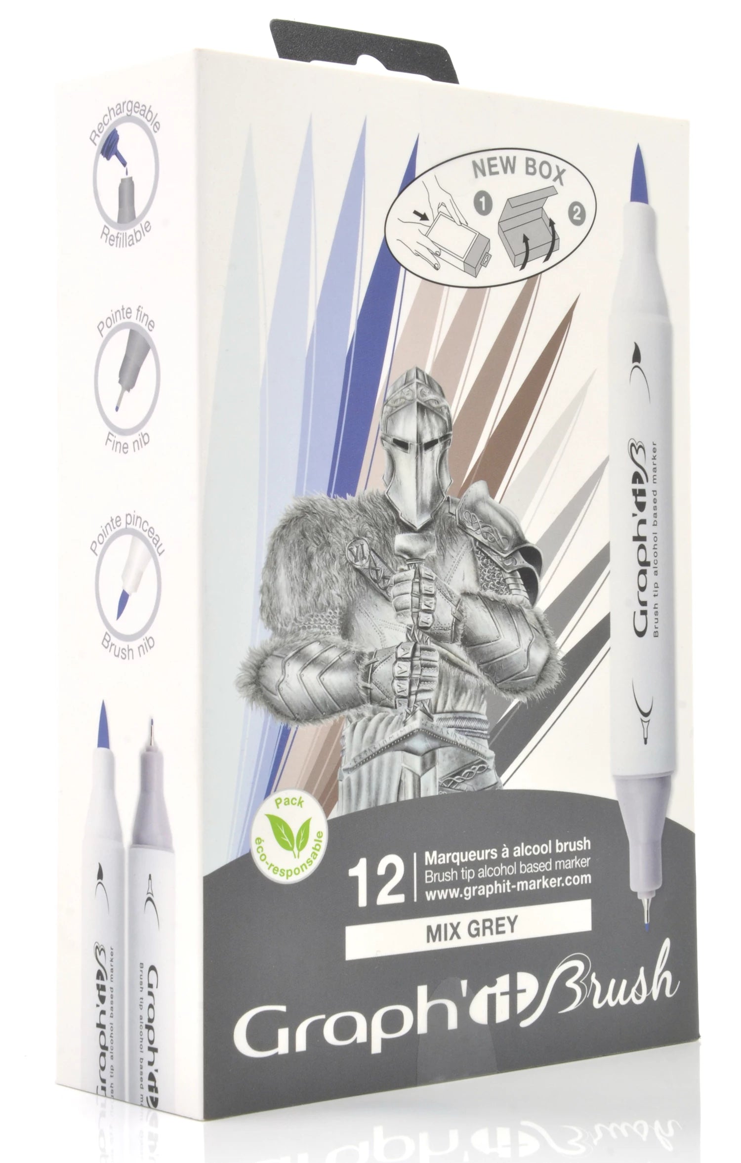 GRAPH'IT BRUSH & EXTRA FINE SET 12 MARQUEURS MIX GREYS