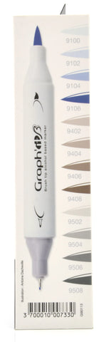GRAPH'IT BRUSH & EXTRA FINE SET 12 MARQUEURS MIX GREYS