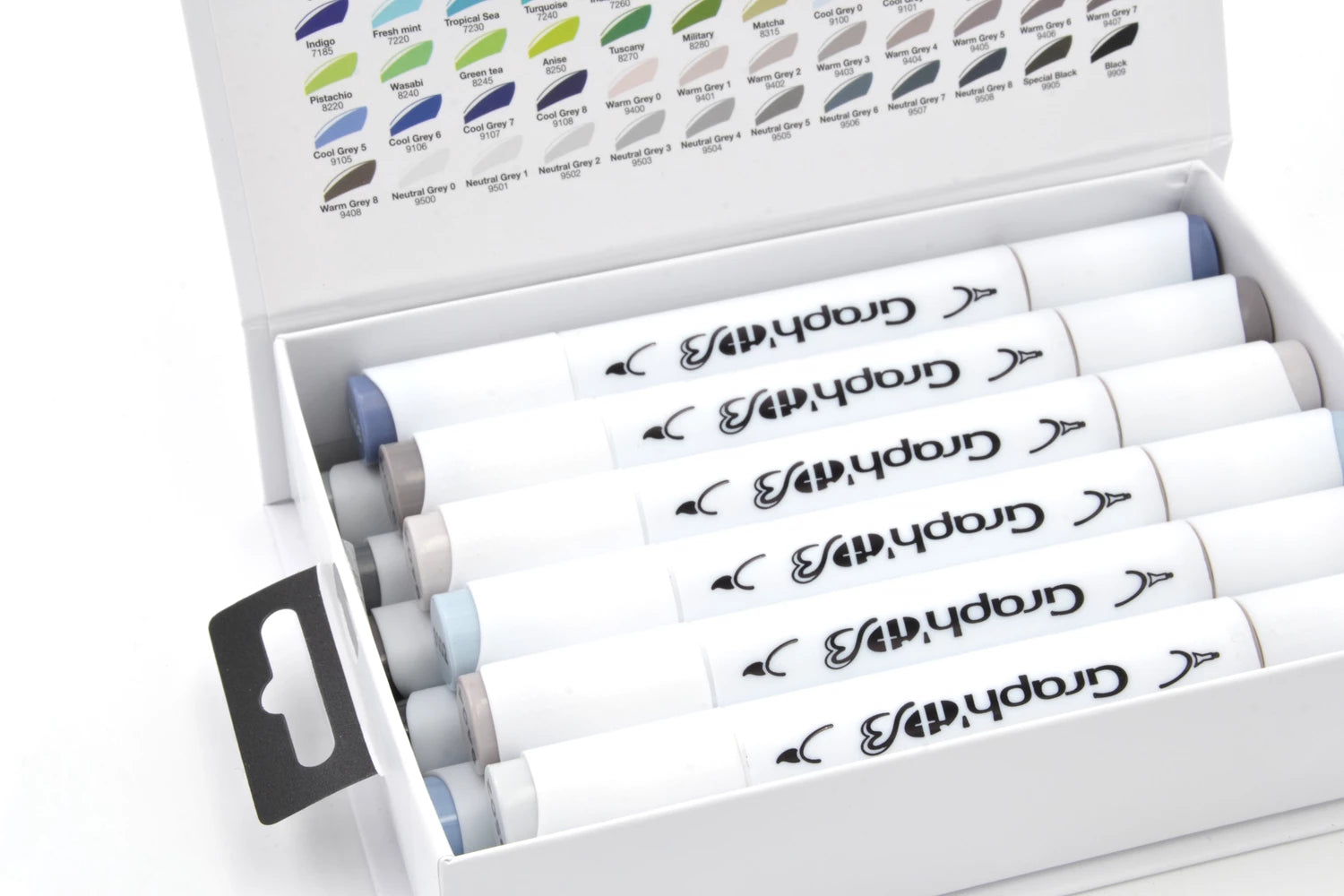 GRAPH'IT BRUSH & EXTRA FINE SET 12 MARQUEURS MIX GREYS