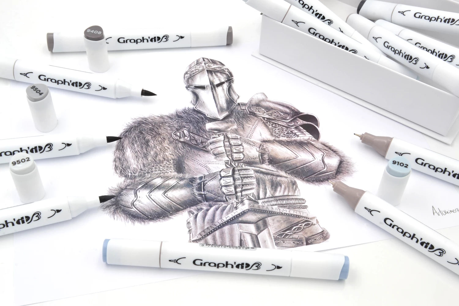 GRAPH'IT BRUSH & EXTRA FINE SET 12 MARQUEURS MIX GREYS